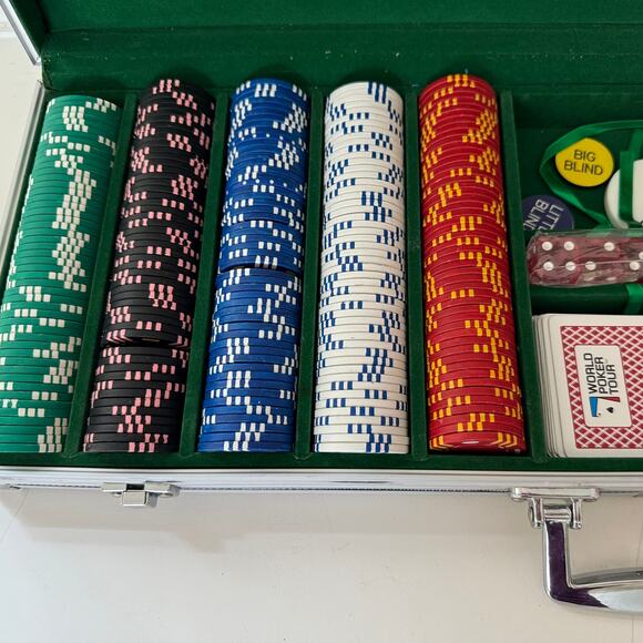 Poker Chip Set for Texas Holdem, Blackjack, Gambling with Carrying Case, - Picture 3 of 6